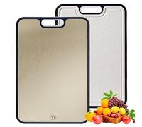 Tagliere in vero titanio, non in acciaio inox, igienico, robusto, facile da pulire, double-face, con cannuccia di grano Giftly Moment