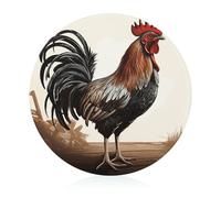Tagliere in vetro, 20,3 x 20,3 cm, a forma di gallo, con piedini antiscivolo, rotondi per cucina, resistenti al calore, piccoli taglieri per frutta, formaggio, verdura, pane