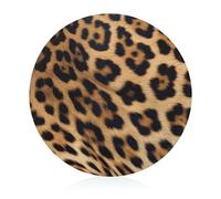 Tagliere in vetro, 20,3 x 20,3 cm, con stampa leopardata ruvida, con piedini antiscivolo, taglieri rotondi per cucina, resistenti al calore, piccoli taglieri per frutta, formaggio, verdura, pane