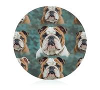 Tagliere in vetro, 20,3 x 20,3 cm, divertente bulldog inglese, con piedini antiscivolo, taglieri rotondi per cucina, resistenti al calore, piccoli taglieri per frutta, formaggio, verdura, pane