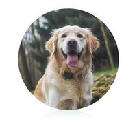 Tagliere in vetro, 20,3 x 20,3 cm, divertente Golden Retriever, con piedini antiscivolo, taglieri rotondi per cucina, resistenti al calore, piccoli taglieri per frutta, formaggio, verdura, pane