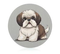 Tagliere in vetro, 20,3 x 20,3 cm, per cani Shih Tzu, con piedini antiscivolo, taglieri rotondi per cucina, resistenti al calore, piccoli taglieri per frutta, formaggio, verdura, pane