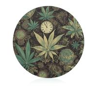 Tagliere in vetro, 20,3 x 20,3 cm, per marijuana, erbaccia nel tempo, con piedini antiscivolo, taglieri rotondi per cucina, resistenti al calore, piccoli taglieri per frutta, formaggio, verdura, pane