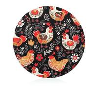 Tagliere in vetro, 20,3 x 20,3 cm, simpatico gallo, con piedini antiscivolo, taglieri rotondi per cucina, resistenti al calore, piccoli taglieri per frutta, formaggio, verdura, pane