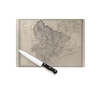 Tagliere in vetro temperato - 06 Alpi Marittime Nizza Dipartimento mappa antica Francia Regione - Protezione piano di lavoro e sottopentola resistente al calore 2 misure stampate in Francia