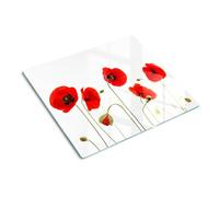 Tagliere in Vetro Temperato 60x52 cm con Stampe da Cucina Durevole e Igienico Rettangolare Resistente al Calore con Piedini Antiscivolo Antigraffio Facile da Pulire - Papaveri