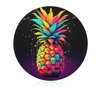 Tagliere in vetro temperato colorato ananas 20,3 x 20,3 cm, con piedini in gomma, antiscivolo e resistente al calore, taglieri per frutta, piccoli taglieri regalo per cucina/bar/campeggio/matrimonio