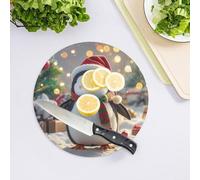 Tagliere in vetro temperato con pinguino natalizio per cucina, grande, resistente al calore, infrangibile, tagliere da cucina 20,3 x 20,3 cm