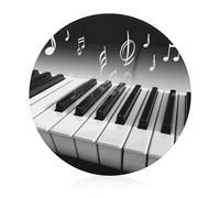 Tagliere in vetro temperato con simbolo musicale per pianoforte, 20,3 x 20,3 cm, con piedini in gomma, antiscivolo e resistenti al calore, piccoli taglieri regalo per cucina/bar/campeggio/matrimonio