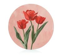 Tagliere in vetro temperato con tulipani rossi, 20,3 x 20,3 cm, con piedini in gomma, antiscivolo e resistenti al calore, piccoli taglieri regalo per cucina/bar/campeggio/matrimonio/camper/viaggi