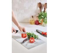 Tagliere in vetro temperato di alta qualità, 25 x 35 cm, antibatterico, facile da pulire, piedini in silicone antiscivolo, ideale per la preparazione sicura degli alimenti