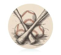 Tagliere in vetro temperato disegnato a mano con mazze da baseball 20,3 x 20,3 cm, con piedini in gomma, antiscivolo e resistenti al calore, piccoli taglieri regalo per cucina/bar/campeggio/matrimonio