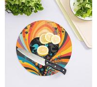 Tagliere in vetro temperato fantasia colorato per cucina grande resistente al calore Shatter taglio e servire taglieri da cucina 20,3 x 20,3 cm