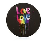 Tagliere in vetro temperato Love Is Love, 20,3 x 20,3 cm, con piedini in gomma, antiscivolo e resistente al calore, taglieri per frutta, piccoli taglieri regalo per cucina/bar/campeggio/matrimonio