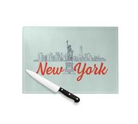 Tagliere in vetro temperato - New York Minimalist America Viaggi Stati Uniti - Protezione piano di lavoro e sottopentola resistente al calore 2 misure stampate in Francia