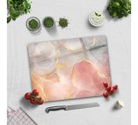Tagliere in Vetro Temperato per Cucina, Rettangolare con Piedini in Gomma, Resistente al Calore, Antiscivolo | 30cm x 40cm | (Marmo Romantico)
