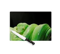 Tagliere in vetro temperato - Pitone verde Serpente Photo Nature Selvage Rettile - Protezione piano di lavoro e sottopentola resistente al calore 2 misure stampate in Francia