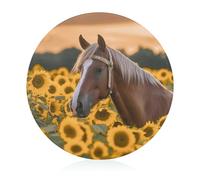 Tagliere in vetro temperato, tagliere in vetro giallo con stampa di cavallo di girasole piccolo tagliere portatile
