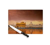 Tagliere in vetro temperato - Tempio d'Oro Amritsar Sikh Golden Temple Merveille de L'India Monument - Protezione piano di lavoro e sottopentola resistente al calore 2 misure stampate in Francia