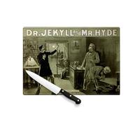 Tagliere in vetro temperato - Vecchio poster di pellicola dottore Jekyll and Mister Hyde Incisione Trasformazione Poster cinematografico - Protezione piano di lavoro e sottopentola resistente al