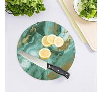 Tagliere in vetro temperato verde oro marmo per cucina grande resistente al calore Shatter taglio e servire tagliere da cucina 20,3 x 20,3 cm