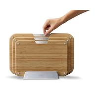 Joseph Joseph Nest™ Set di 3 Taglieri in Bambù, Doppia Faccia, Antiscivolo, Icone Alimentari, Supporto in Metallo