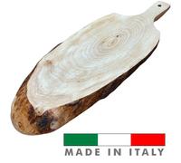 Tagliere legno con corteccia e manico per salumi formaggi e aperitivi grande