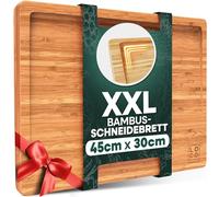 Tagliere Legno di Bambù 45x30 cm - Grande da Cucina Antibatterico | Bambù massiccio, scanalatura raccogli-succo, taglieri in legno, doppio lato, spianatoia, cutting board, professionale