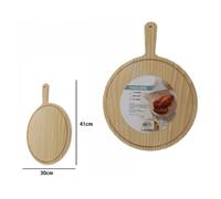 TAGLIERE LEGNO ROTONDO AFFETTA PANE SALUMI CARNE PIZZA CON MANICO 41X30CM 74198