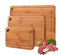 Tagliere Legno Set Taglieri Cucina in Bamboo Grande, Medio y Piccolo Tagliere da Cucina Professionale Antibatterico Taglieri Bambu Resistenti per Pane, Aperitivo, Carne e Verdure (Marrone)