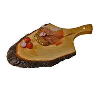 Tagliere Ovale In Legno Corteccia Con Manico 45x17cm Salumi Formaggi Affettati