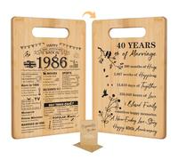 Tagliere per 40° anniversario di matrimonio per donne e uomini, anni 1986 e 40 anni di matrimonio, regalo per lei e lui, migliori decorazioni per 40 anni di anniversario per coppia