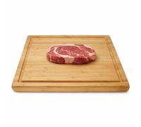 Tagliere per esterni e cucina in legno di bambù con scanalatura per succo, accessori per tagliare la carne, accessori per barbecue, marrone e bianco, bambù, lavabile in lavastoviglie, 40x30x3 cm