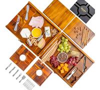 Tagliere per Formaggi e Salumi con Set di Coltelli per Formaggio - Tagliere per Aperitivo in Legno di Acacia, Migliore dei Taglieri in Bambù - Set Aperitivo Vassoio da Portata Grande XL - Idee Regalo