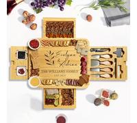 Tagliere per formaggi in bambù con 4 cassetti, set regalo personalizzato per salumi, regalo per la festa della mamma per cucina e intrattenimento, matrimonio, addio al nubilato, regalo di compleanno
