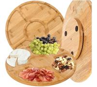 Tagliere per formaggio, rotondo, girevole a 360°, Ø 15 cm, per formaggio, salsiccia, snack appetito, legno di bambù 24290