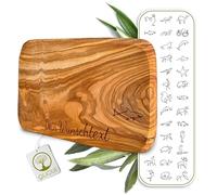 Tagliere per la colazione, in legno d'ulivo, di alta qualità con incisione come regalo individuale (motivo One Line)