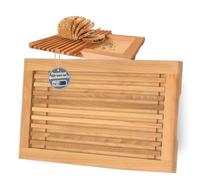 Tagliere per pane Made in EU con griglia per briciole e manici in legno di faggio oliato, 40 x 25 cm, tagliere per pane, baguette e panini, tagliere da portata - oliato e sostenibile
