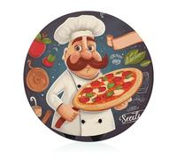 Tagliere per pizza da chef, rotondo in vetro temperato, unico tagliere da cucina per pizza, verdura, frutta, formaggio e salumi