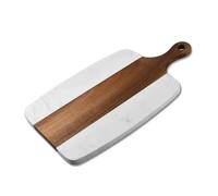 Tagliere per pizza, Tagliere for formaggi in legno di acacia e marmo for tagliare bistecche, bianco nero(White)