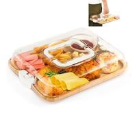 Tagliere per salumi 2 in 1 con coperchio e manico di bloccaggio, tagliere portatile da viaggio per formaggi, tagliere in bambù per cucina, regalo di inaugurazione della casa, regali di nozze, addio al