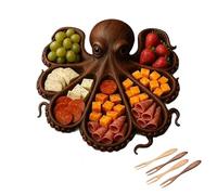 Tagliere per salumi con polpo - Piatto da portata in legno a tema oceano per formaggi, carni e frutti di mare, vassoio unico con polpo e tartaruga, regalo per gli amanti della spiaggia e