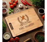 Tagliere personalizzato con set di utensili - Tagliere personalizzato per coppie, mamma e papà - matrimonio, anniversario, compleanno, design a tema griglia