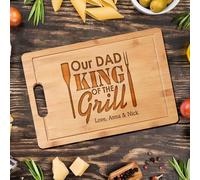 Tagliere personalizzato King of the Grill per uomini, papà, nonno, figlio, regalo unico per grigliare il barbecue per Natale, compleanno, anniversario, barbecue Masters