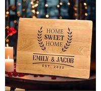 Tagliere personalizzato - Tagliere per salumi con incisione personalizzata, regalo per la prima casa, regalo immobiliare, tagliere in legno personalizzato "Home Sweet Home" per coppie