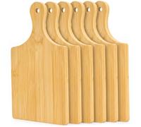 Tagliere piccolo in bambù Tagliere da 6 pezzi con manico 11x5x0, 3 pollici | Spessore resistente alla rottura, manico antiscivolo, ottimo per salumi, uso quotidiano
