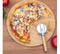 Tagliere Pizza Bambù 35cm con Rotella Taglia Pizza Ecologico Robusto (6 Spicchi)