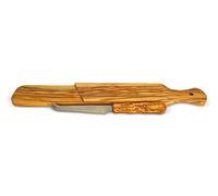 TAGLIERE rettangolare da salame in legno d'olivo con coltello cm 45x10