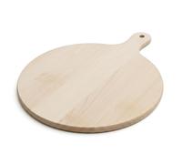 Tagliere Rotondo in Legno di Faggio 35 cm con Manico - Tagliere da Cucina e Vassoio da Portata - Tagliere per Pizza, Formaggi e Aperitivi - Spessore 1,6 cm - Prodotto in Europa