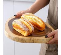 Tagliere rotondo irregolare in legno, per pizza e verdura, per cucina, pane, frutta (piccolo 23-28 cm)